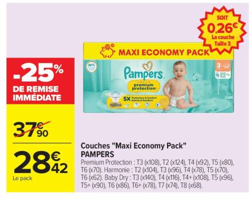 Couches «Maxi Economy Pack» PAMPERS