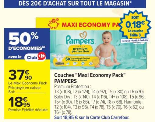 Couches «Maxi Economy Pack» PAMPERS