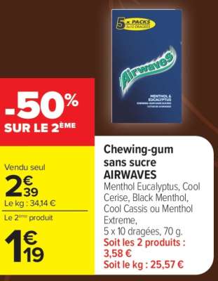 Chewing-gum sans sucre AIRWAVES