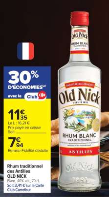 OLD NICK RHUM BLANC TRADITIONNEL