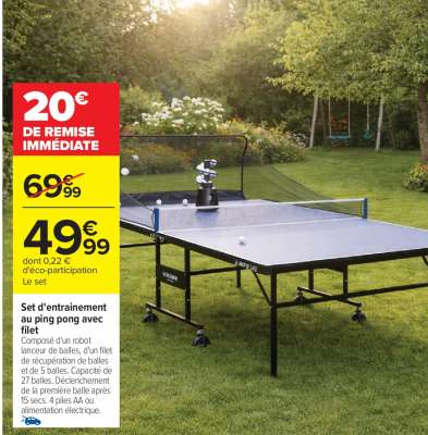 Set d'entraînement au ping pong avec filet