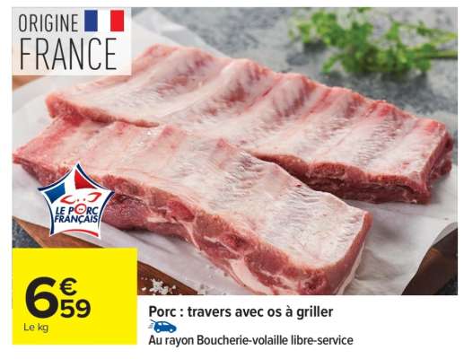 Porc : travers avec os à griller