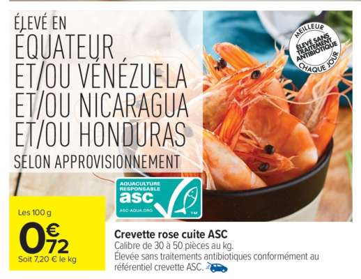 Crevette rose cuite ASC