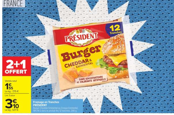 Fromage en tranches PRÉSIDENT