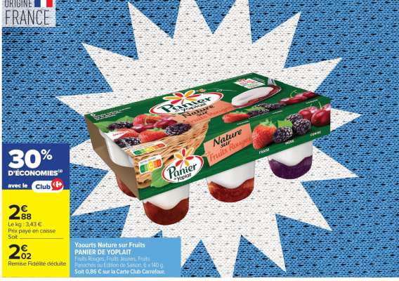 Yaourts Nature sur Fruits PANIER DE YOPLAIT