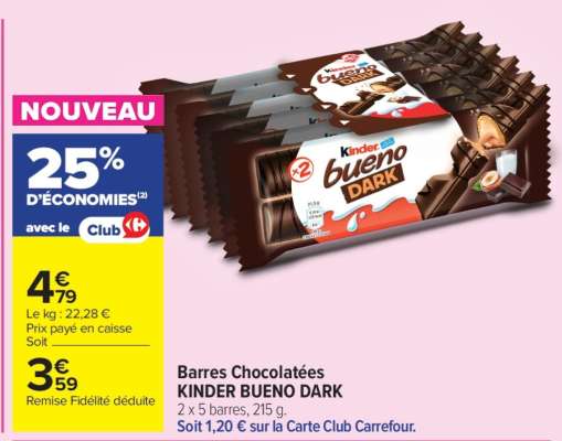 Barres Chocolatées KINDER BUENO DARK