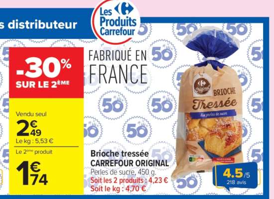 Brioche tressée CARREFOUR ORIGINAL