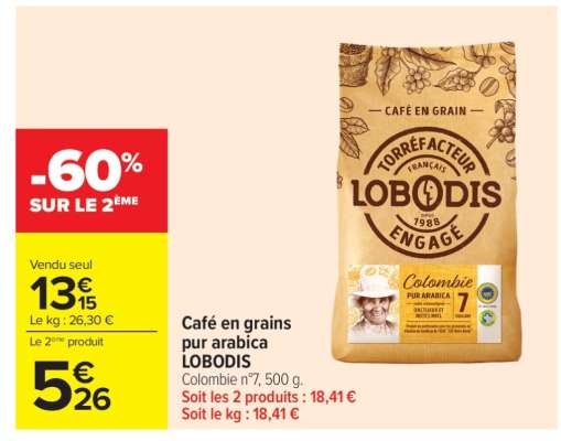 Café en grains pur arabica LOBODIS