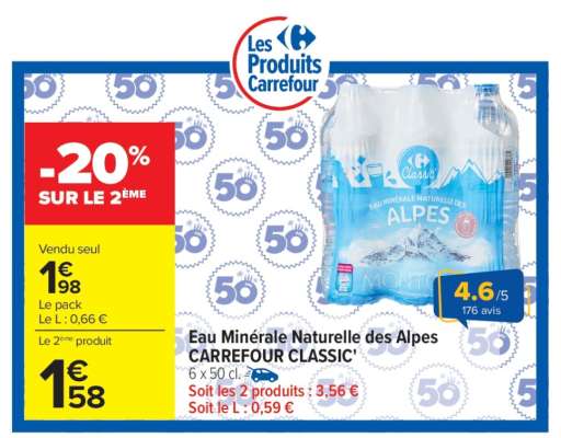 Eau Minérale Naturelle des Alpes Carrefour Classic'