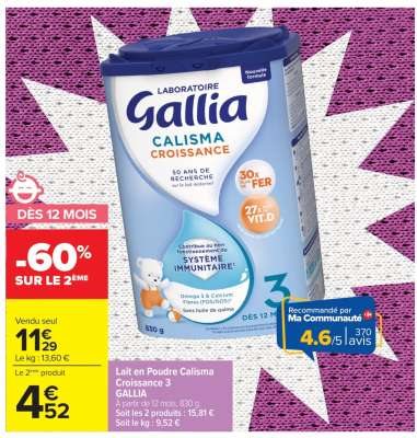 Lait en Poudre Calisma Croissance 3