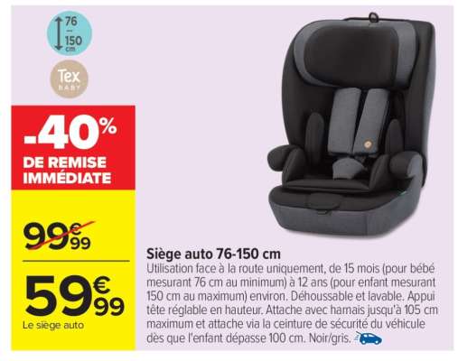Siège auto 76-150 cm