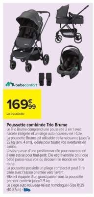 Poussette combinée Trio Brume