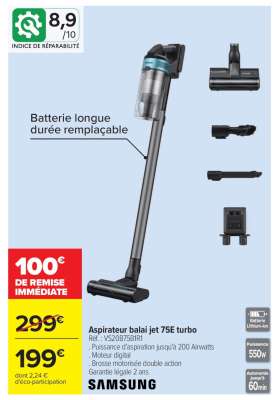 Aspirateur balai jet 75€ turbo