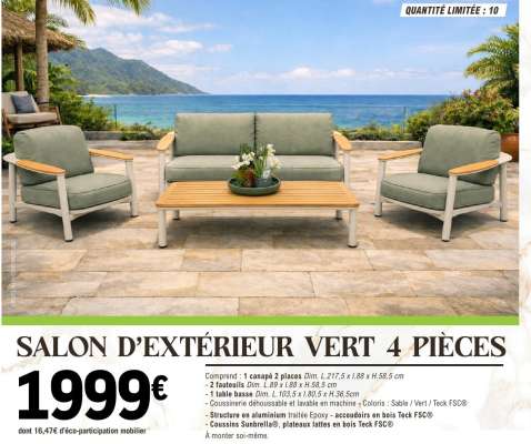 SALON D’EXTÉRIEUR VERT 4 PIÈCES