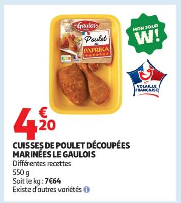 CUISSES DE POULET DÉCOUPÉES MARINÉES LE GAULOIS
