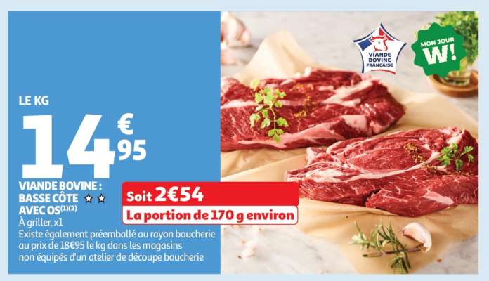 Viande Bovine : Basse Côte** Avec Os