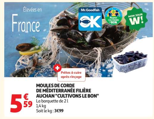 Moules De Corde De Méditerranée Filière Auchan "Cultivons Le Bon"