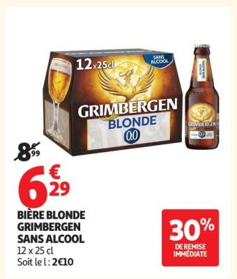 Bière Blonde Grimbergen Sans Alcool