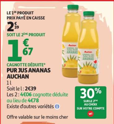 PUR JUS ANANAS AUCHAN