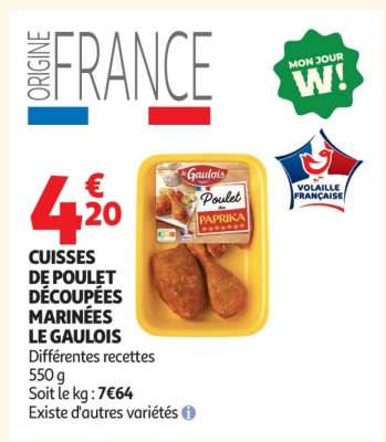 CUISSES DE POULET DÉCOUPÉES MARINÉES LE GAULOIS