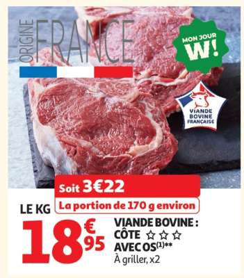 Viande bovine : côte*** avec os