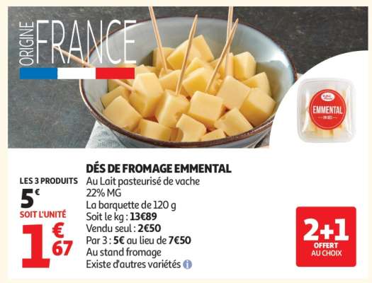 DÉS DE FROMAGE EMMENTAL