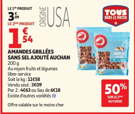 Amandes Grillées Sans Sel Ajouté Auchan
