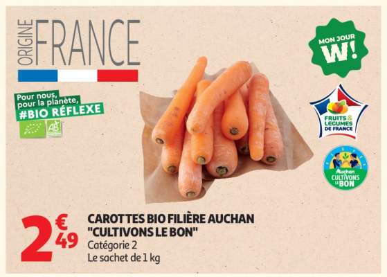 Carottes Bio Filière Auchan "Cultivons Le Bon"