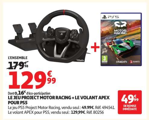 LE JEU PROJECT MOTOR RACING + LE VOLANT APEX POUR PS5