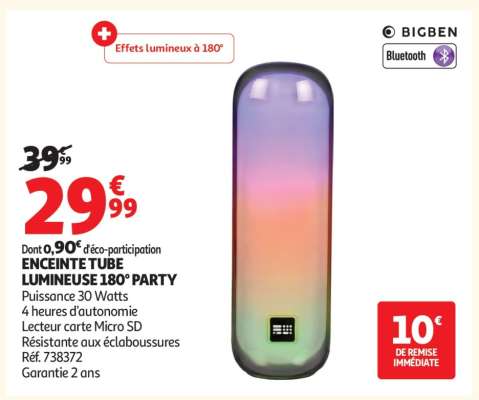 ENCEINTE TUBE LUMINEUSE 180° PARTY