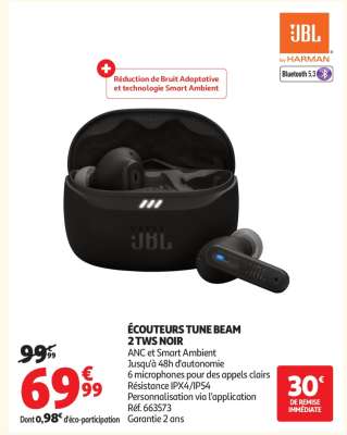 ÉCOUTEURS TUNE BEAM 2 TWS NOIR