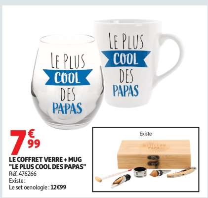 LE COFFRET VERRE + MUG "LE PLUS COOL DES PAPAS"