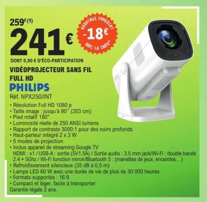 PHILIPS Vidéoprojecteur Sans Fil Full HD