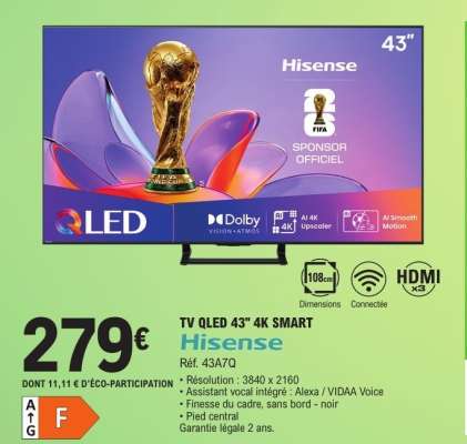 TV QLED 43" 4K SMART Hisense