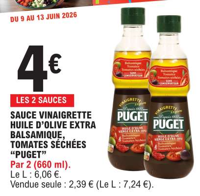 SAUCE VINAIGRETTE HUILE D’OLIVE EXTRA BALSAMIQUE, TOMATES SÉCHÉES “PUGET”