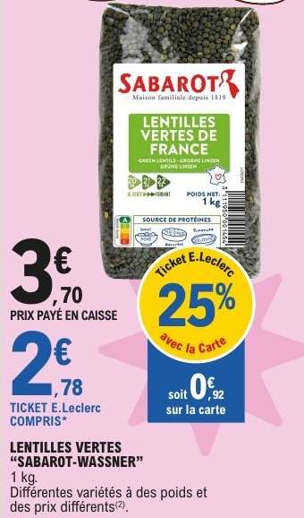 LENTILLES VERTES “SABAROT-WASSNER”