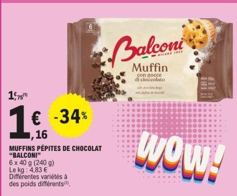 MUFFINS PÉPITES DE CHOCOLAT “BALCONI”