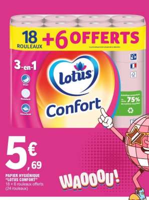 PAPIER HYGIÉNIQUE 'LOTUS CONFORT'