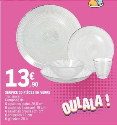 SERVICE 30 PIÈCES EN VERRE