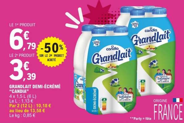 Grandlait Demi-Écrémé Candia