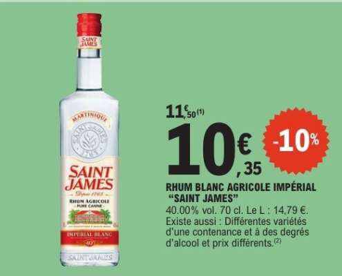Rhum Blanc Agricole Impérial "Saint James"