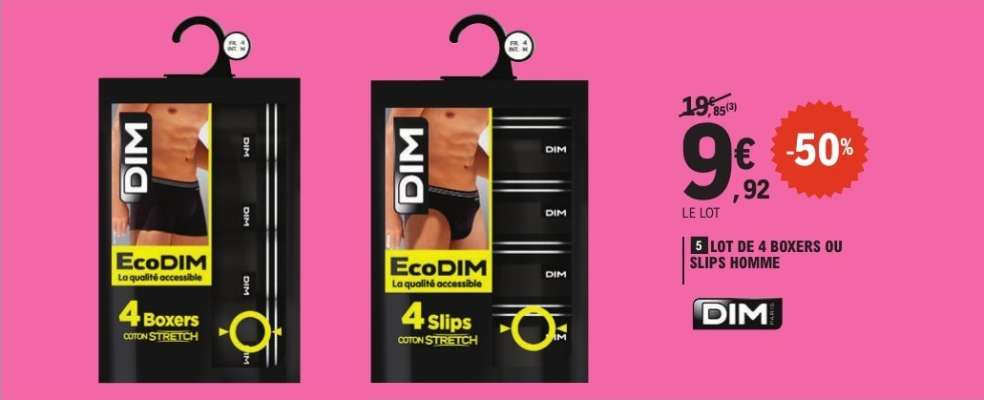 LOT DE 4 BOXERS OU SLIPS HOMME