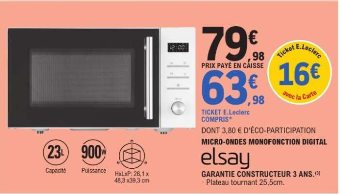 Micro-ondes Monofonction Digital 'Elsay'