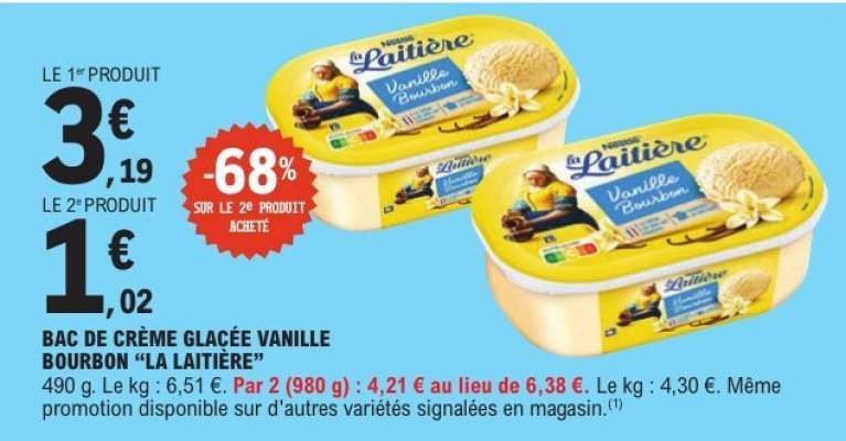 Bac de crème glacée vanille bourbon 'La Laitière'