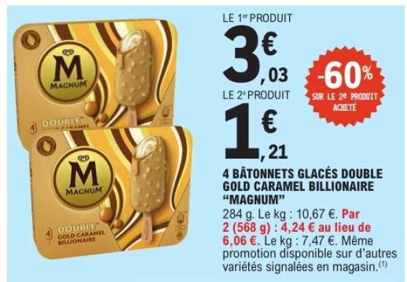 4 BÂTONNETS GLACÉS DOUBLE GOLD CARAMEL BILLIONAIRE “MAGNUM”