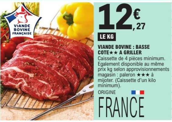 Viande bovine : basse côte** à griller