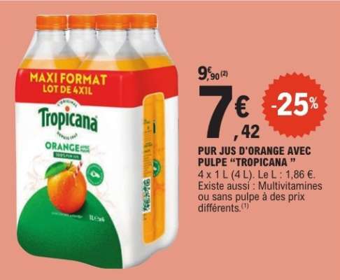 PUR JUS D'ORANGE AVEC PULPE “TROPICANA”