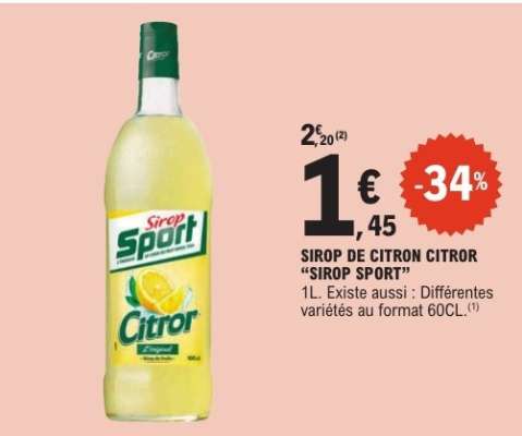 SIROP DE CITRON CITROR “SIROP SPORT”