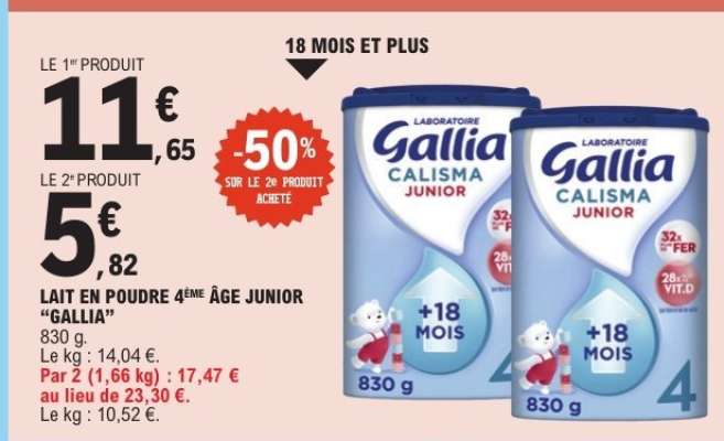 Lait en poudre 4ème âge junior 'Gallia'