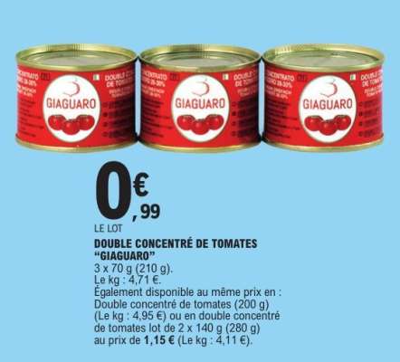 DOUBLE CONCENTRÉ DE TOMATES "GIAGUARO"